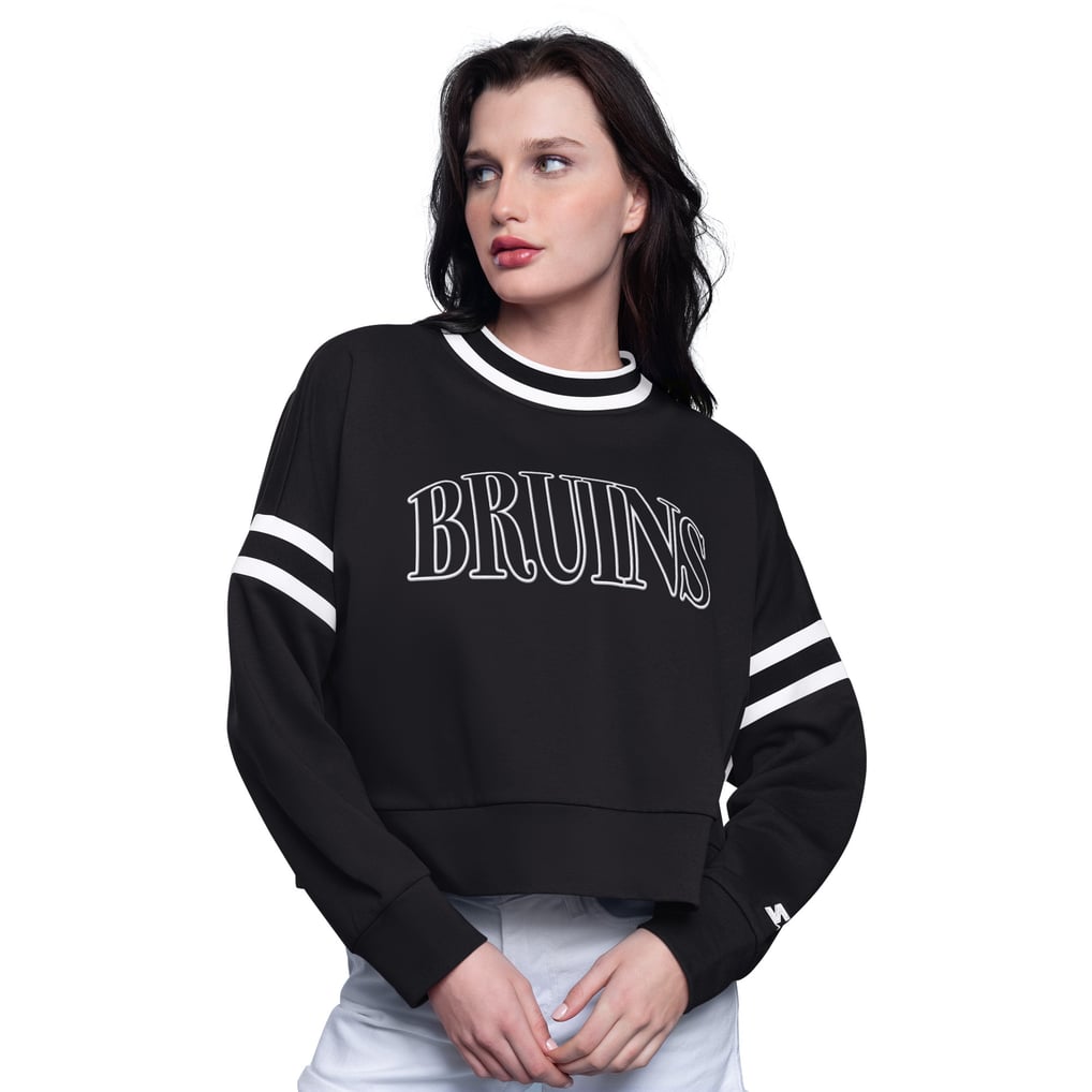  Boston Bruins Starter Women's Power Play Cropped Pullover Sweatshirt - Black